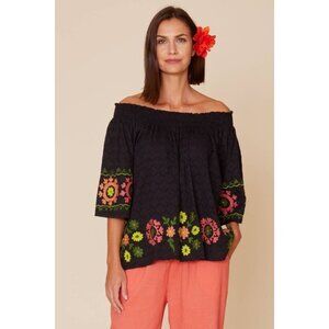 Enrica Off the Shoulder Embroidered Floral Top ModaPosa XS